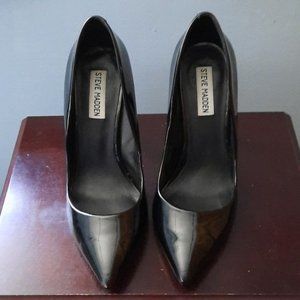 Steve Madden Black Daisie Dark Pointed Toe Patent Leather Stiletto Pumps Size 8